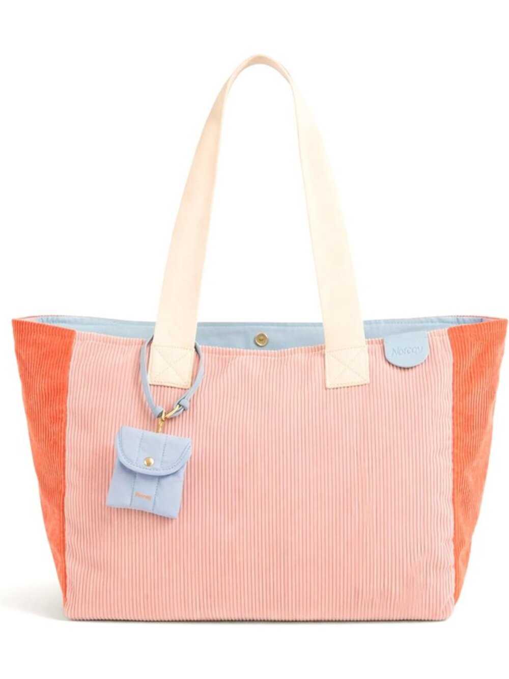 Spacious Large Corduroy Tote Bag with Mini Pouch, Magnetic Snap & Zipper Pockets